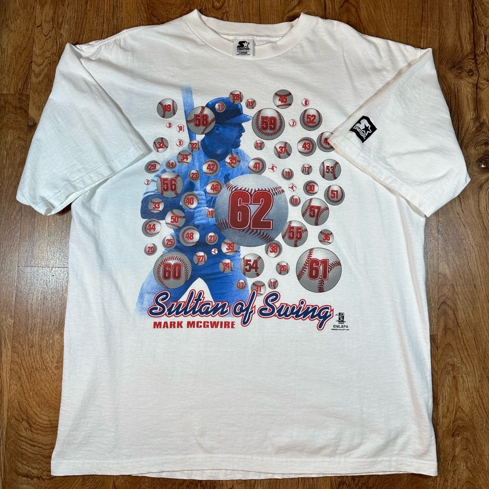 Vintage Mark McGwire Sultan of Swing Home Run Tee Size Large NWOT MLB Cardinal